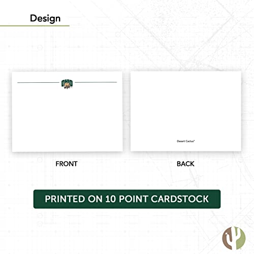 Image of Desert Cactus Ohio University Notecards 10 Pack Stationery Cardstock Bobcats Includes Envelopes Memo Party Thank You (Notecard 1a)