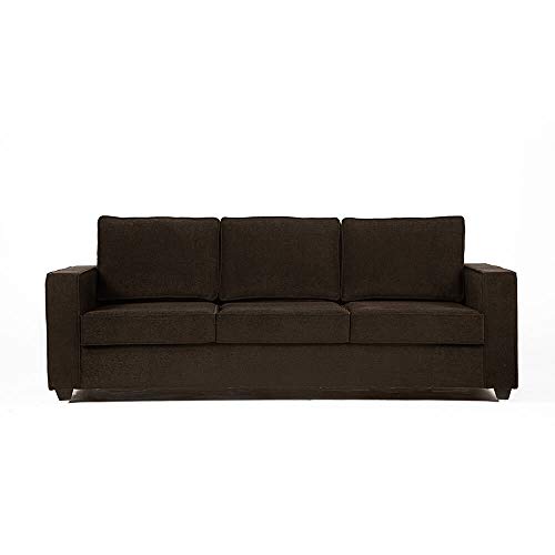 Image of Wakefit Sofa Set for Living Room | 3 Year Warranty | 3 Seater Sofa, Sofa Set, Wooden Sofa Set for Living Room, Three Seater Sofa - Napper (Fabric, Dark Earth)