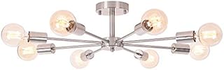 OYIPRO Ceiling Light Modern, 8-Light Chandelier, Semi-Flush Mount Indoor Lighting Fixture, E27 Base Nickel Lamp, for Living Dining Room Bedroom Hallway