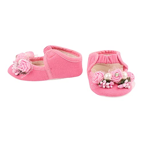 Image of Hopscotch Baby Girls Cotton Cute Booties in Pink Color