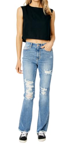 Judy Blue Medium Wash High Waist Destroy Fray Hem Bootcut2