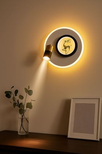 Image of blissbells Designer LED Wall Light with Spotlight | Modern Round Decorative Wall Sconce with Warm White Halo Light | Luxury Wall Lamp for Living Room, Bedroom, Hallway & Home Decor