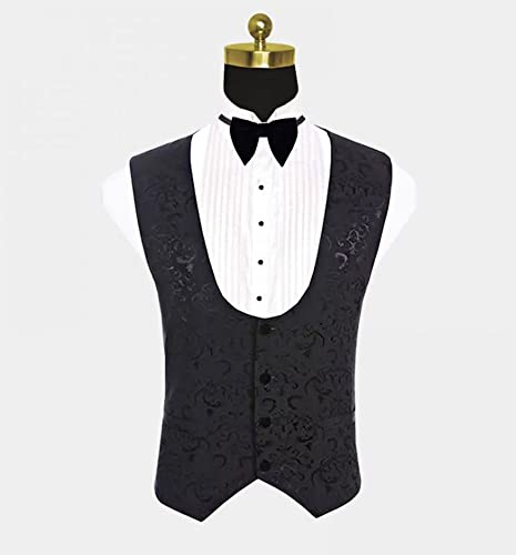 Men's Jacquard Three Pieces Suit Shawl Lapel Wedding Formal Jacket & Vest & Pants Tuxedos3