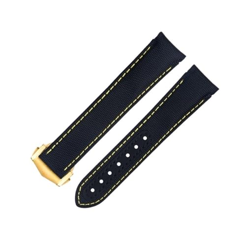 Bracelet montre nylon cuir noir jaune l'esprit de l'aventure Omega