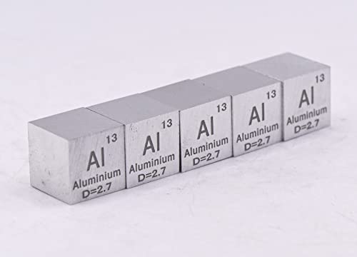 Image of 0.39 inch 10mm Aluminium Metal Cube Al up to 99.9% Pure Periodic Table Element Engraved Density Collection Science Education Display Block Cube + Acrylic Case Box - 1PC