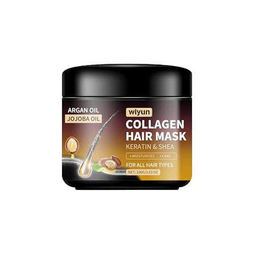 Collagen Hair Mask with Argan Oil, Jojoba Oil, Keratin &amp; Shea, Deep Nourishment and Repair for All Hair Types, 100g/3.53 oz