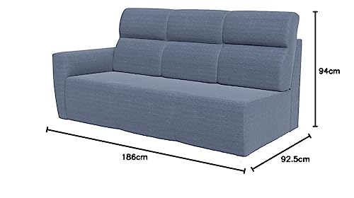 Image of Wakefit Sofa Set | 3 Year Warranty | Sofa 3 Seater, 3 Seater Sofa for Living Room, Wooden Sofa Set, 3 Seater + Right Aligned, Sofa for Living Room - Belize(Omega : Blue)