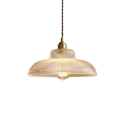 Suspension en verre rayé et laiton lustre de cuisine réglable