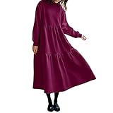 geagodelia abito lungo da donna felpato vestito a manica lunga con cappuccio casual per autunno inverno taglie forti (rosa, s)