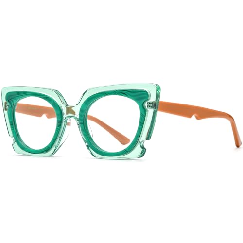 Image of HEPIDEM Gradient Multicolor Acetate Glasses Frame Women Big Oversize Eyeglasses 2023 New Spectacles Eyewear