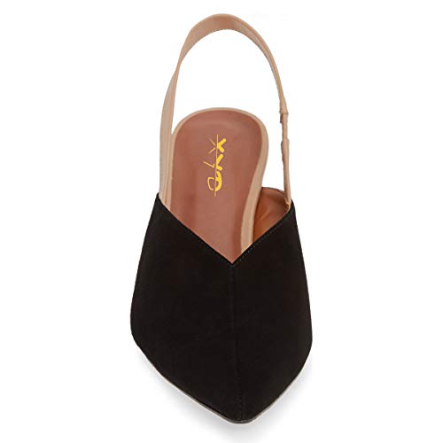XYD Women Retro Cone Mid High Heels Slingback Pumps Pointy Toe Comfortable Stylish Two-toned Dress Office Sandals4