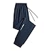 Sinzelimin Men Sport Pants Fashion Solid Color Elastic Waist Drawstring Cropped Sweatpant Loose Comfy Jogger Running Trouser Blue Medium