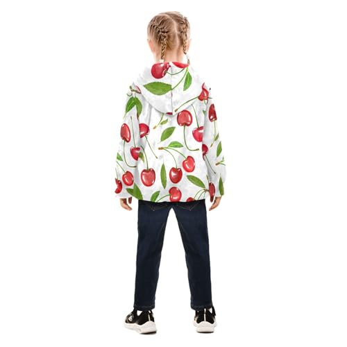 OTVEE Fruit Red Cherry Kids Hoodie Jacket Fall Spring Full Zip Warm Outwear Coat4