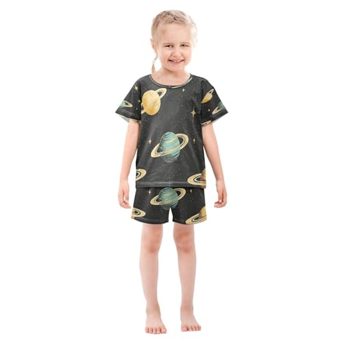 senya Short Sleeve Pajamas Sets Summer Cotton Sleepwear Space Planet3