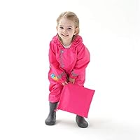 Toddler Rain Suit,Boys Girls One Piece Hoodie Waterproof Rain Jacket Kids Rainsuit,Unisex Baby Raincoat (Hot Pink, S)