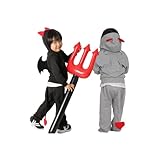 [Miwoluna] ハロウィン コスプレ 子供用 デビル 悪魔 仮装 衣装 可愛い 男の子 女の子 キッズ 上下セット 90 100 110 120 (グレー, 110cm)