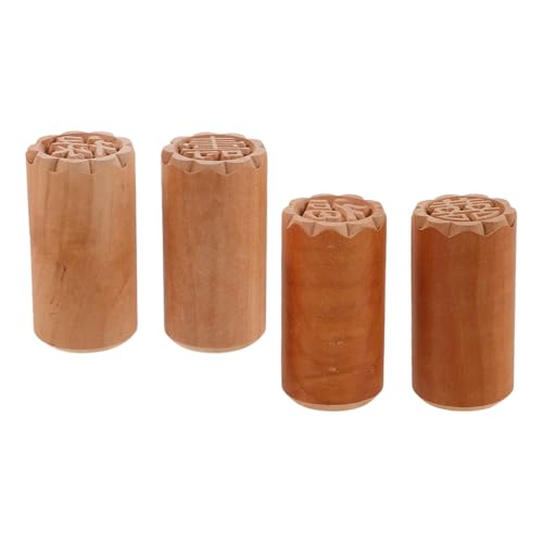 UTHCLO 4 pezzi Timbri in Legno per Mooncake e Dolci Tradizionali Cinesi Stampi per Biscotti e Lavorazione Dolci Design Ergonomico e Motivi Classici per Decorazioni Festive