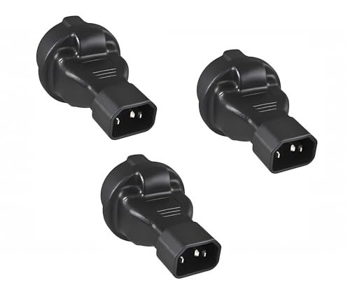 DINIC Stromadapter, Netzadapter Schuko, Schutzkontakt-Buchse auf C14 Kaltgeräte-Stecker, Adapter (3 Stück, schwarz)