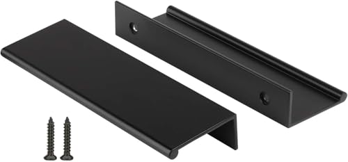 Image of Rergy 10 Pack 3-3 /4 inch Cabinet Pulls Black Finger Pulls for Cabinets