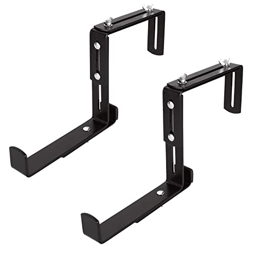 MIVIDE Support pour Jardinieres Exterieur, Support Jardinière Balcon - Réglable - Avec 6 Vis - Noir - Conçu pour Jardinieres, Parapet, Balcon, Étagère