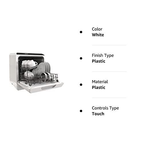 Portable Dishwasher Countertop, 5 Washing Programs Small Dishwasher With 5-Liter Built-In Water Tank, Baby Care, Air-Dry Function & Fruit Wash For Small Apartments, Dorms, Rvs -White #TOP6