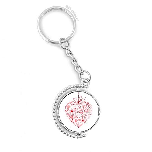 Llavero giratoria con anillo Pilgrim e ilustraciones de flores rojas y vides