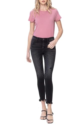 Flying Monkey - Mid Rise Crop Destroyed Hem Skinny Jeans - F5294