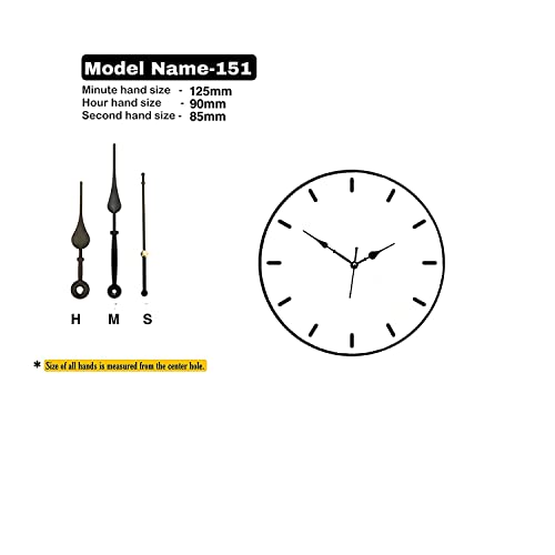 Image of Black Metal Clock Hands Replacement Set - Modern Metallic Black Needles for DIY Wall Clock Making, Resin Art & Crafts (Set of 1) (151)