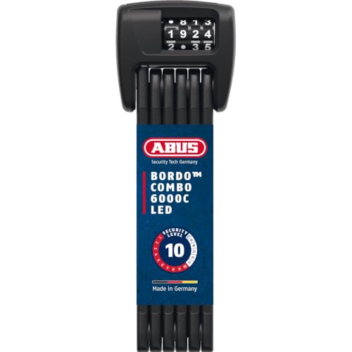 ABUS Faltschloss Bordo 6000C LED mit SH Schlosshalterung - faltbares Fahrradschloss mit beleuchtetem Zahlencode - ABUS-Sicherheitslevel 10 - Länge 90 cm