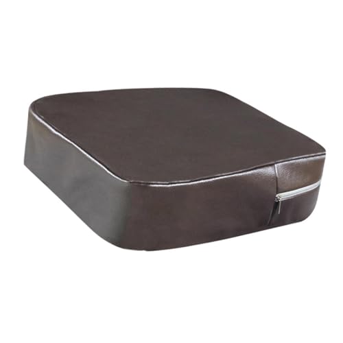 Kokiya ブースターシート 洗濯可能 お食事クッション 持ち運び便利 ベビーチェアパッド 軽量設計 椅子用シートクッション PUレザー製 高さ調整クッション ストラップ付き 滑り止め加工 幼児の外食や帰省に対応, 茶色