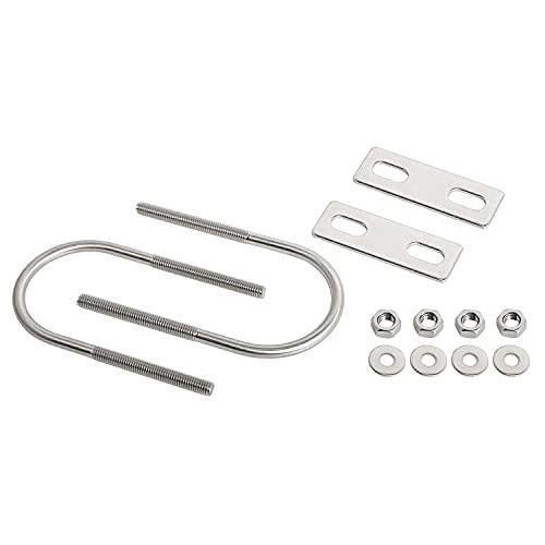 Image of Round U-Bolts 1.97 Inch(50mm) Inner Width M6 Thread 304 Stainless Steel Silver with Plates Nuts Flat Washers for CarRVTrailer Bumper, 2Pcs, M6x50x100mm