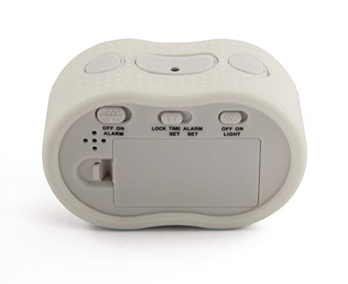 Timelink Smartlight White Digital Rubber Outer Shell Alarm Clock For Bedrooms Travel, For Men Women, Simple Operation, Automatic Smart Night Light Dimmer For Kids, Large Display, Snooze, Small #TOP4