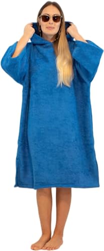 ALLEN & MATE Poncho de Toalla con Capucha para Adultos Albornoz de Rizo de algodón para Playa, natación, Surf, baño, Deportes acuáticos, Actividades en Interiores y Exteriores
