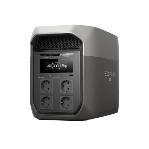 Station électrique Portable EF ECOFLOW Delta 3 Max, Batterie LiFePO₄ 2048 Wh, Sortie X-Boost 2400 W, Charge 0 à 80% en 51 Min, générateur Solaire pour Alimentation de Secours, Camping, en extérieur