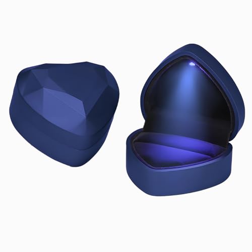 LED Ring Box Heart Shaped Velvet Jewelry Box for Engagement Propo...
