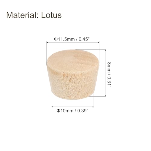 Image of uxcell 60Pcs Wood Button Plugs, 10mm /0.39 inch Flat Head Hardwood Screw Hole Plug Wooden Caps Buttons Wood Plug for Furniture Woodworking Craft Decor (11.5mm x 10mm)