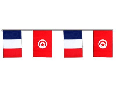 Guirlande d'amitié France - Tunisie 6 mètres grand format binationaux