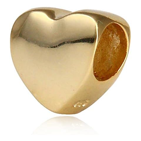 Gold Plated 925 Sterling Silver European Style Beads Glossy Shiny Heart Charm Hold Me Firmly Charm Steadfast Love Charms Cover