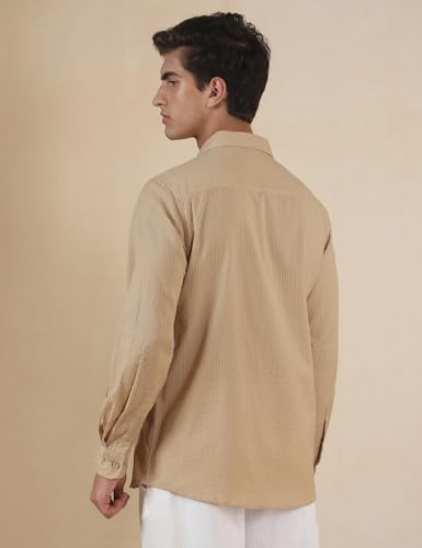 Image of FYLTR Men's Full Sleeve Casual Shirt - 100% | Regular Fit | Shirts for Men | Solid Color | Textured Shirt
