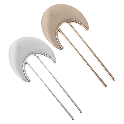 Outanaya 2個純色金属製字型扇形髪飾り レディースヘアピン 髪まとめ用ヘアフォーク 卒園式 結婚式向け和風アクセサリー 女子用