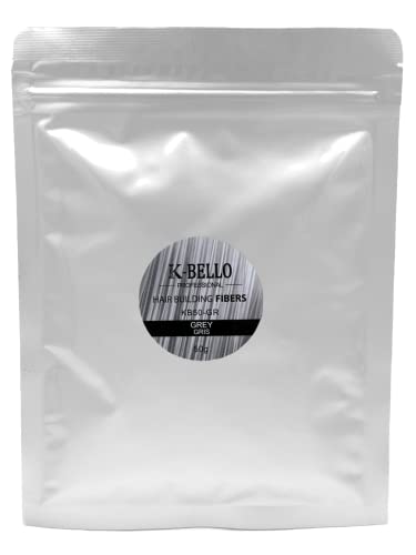 Fibras capilares NATURALES & VEGANO K-Bello - Polvo de cheratina para tapar las calvas, la alopecia, la calvicie & adelgazamiento del cabello - Hair Fiber para hombre y mujer (50g, Gris)