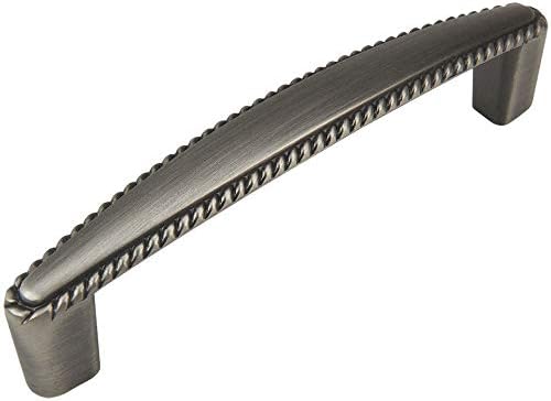 25 Pack - Cosmas 4111AS Antique Silver Rope/Scroll Cabinet Hardware Handle Pull - 3-3/4" Inch (96mm) Hole Centers