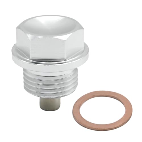 JUUDDENPARTS M18 X 1.5 Magnetic Oil Drain Plug with Gasket, Sump Drain Nut, Magnetic Sump Drain Plug, for Vehicles with M18 x 1.5 Threaded, Silver Tone