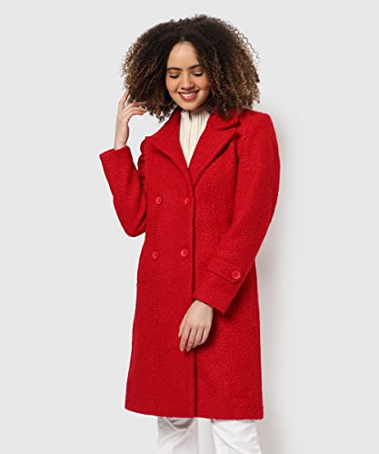 Campus Sutra Wool Blend Women's Solid Reefer Mid-Thigh Jacket