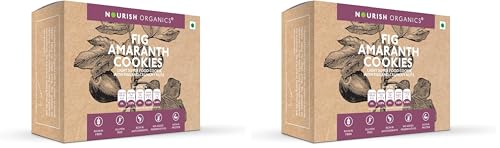 Image of Nourish Organics Fig Amaranth Cookies 110gm, | Figs & Crunchy Nuts (Single Pack) | Gluten Free | No Refined Sugar | Clean Label (Pack of 2)