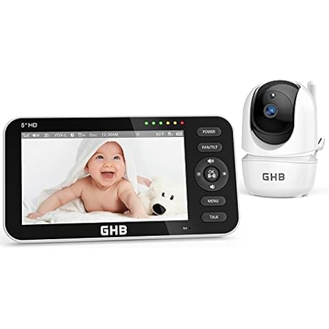 GHB Babyphone mit Kamera 5 Zoll LCD Display Babyphone Kamera VOX-Modus Gegensprechen Nachtsicht Temperaturanzeige Modell 2023 Cover
