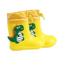DIKACA Rain Boots with Non-slip Soles Cartoon Dinosaur Design Breathable Protective Footwear for Boys and Rain Shoes with Anti-skid Safety Features