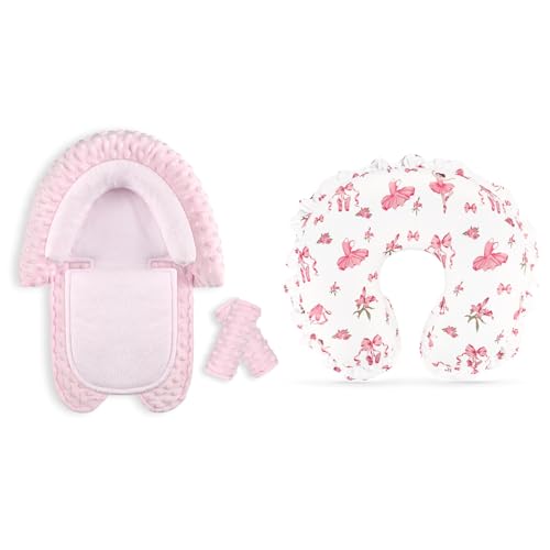 Insertos para asiento de bebé y funda de cojín de lactancia rosa miniatura 1