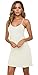 AUHEGN Women's Basic Adjustable Spaghetti Strap Cami Slip Mini Dress Off White Medium