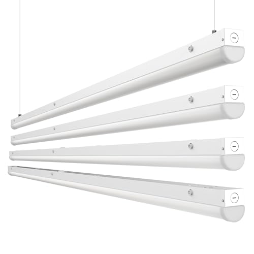 HYPERLITE 8FT LED Linear Strip Light Fixture: 80/70/60W LED Shop Lights 3500K/4000K/5000K CCT Selectable 1-10V Dimmable UL Listed 130lm/w Commercial LED Shop Lights for Garage Warehouse 4pack